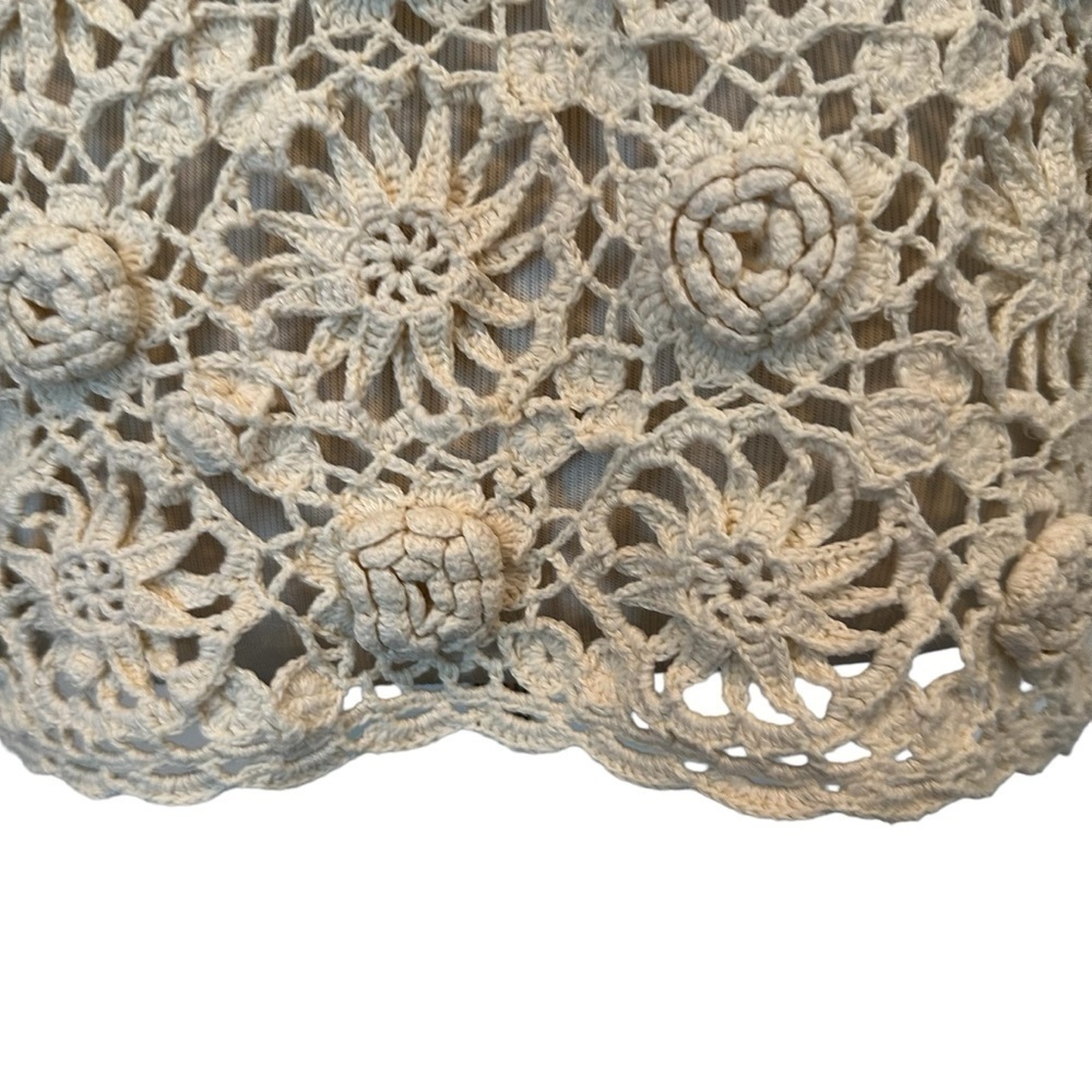 Vintage 90s Y2K Judy’s floral crochet cream sweater top in excellent condition - Picture 10 of 16